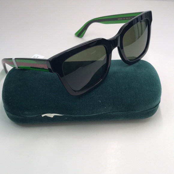 New Authentic GUCCI GG0001SN 002 Black/Green 52-21-145 Sunglasses - Picture 16 of 16